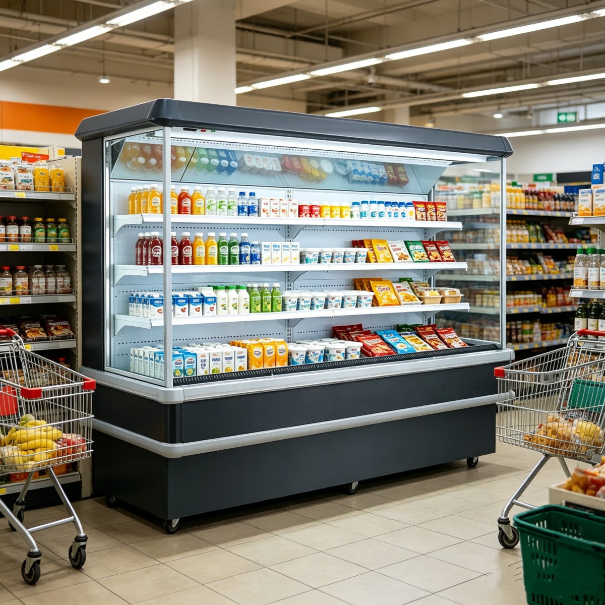 L- Commercial Wall Open Air Display Chiller for Fruit Vegetable Supermarket