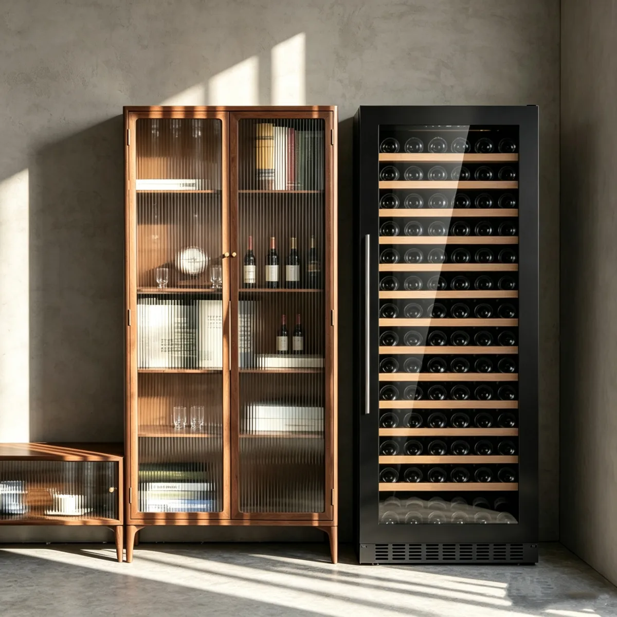 L-Reversible Hinge Wine Fridge Stainless Steel Frame Undercounter Wine Cooler for Kitchen Renovation