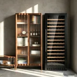 L-Reversible Hinge Wine Fridge Stainless Steel Frame Undercounter Wine Cooler for Kitchen Renovation