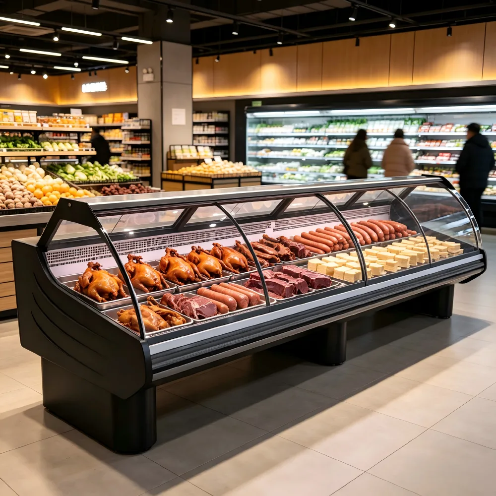 Commercial Countertop Deli Cooler Anti-Fog Tempered Glass Cooked Food Display Cabinet With LED Light