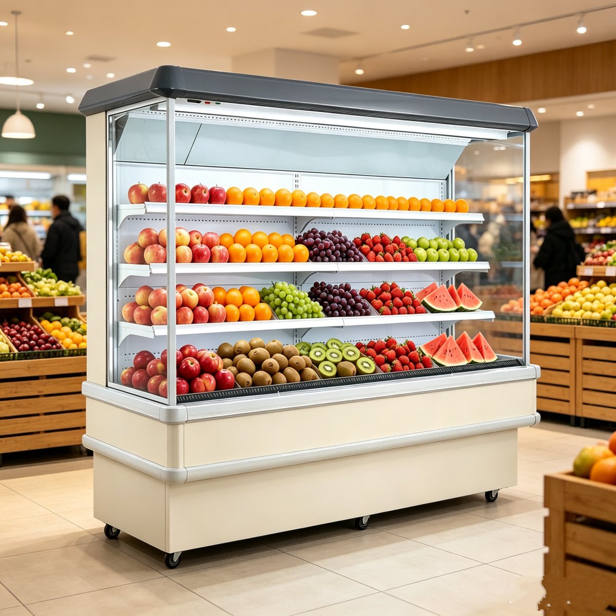 L- Commercial Wall Open Air Display Chiller for Fruit Vegetable Supermarket