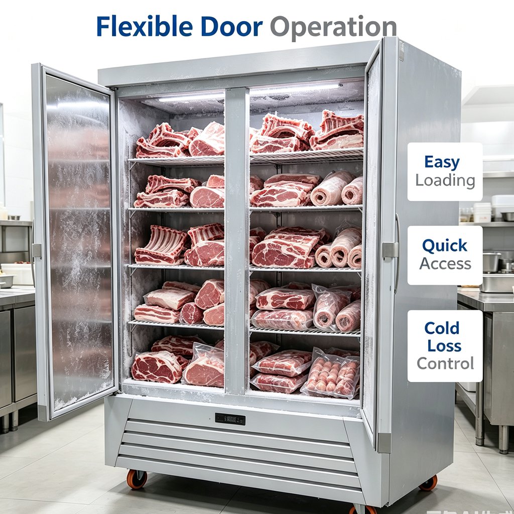 Digital Control Double Door Commercial Refrigerator Forced Air Cooling Freezer