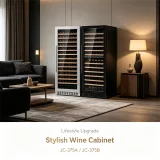 C-Large Vertical Built-in Wine Refrigerator With Wooden Shelves