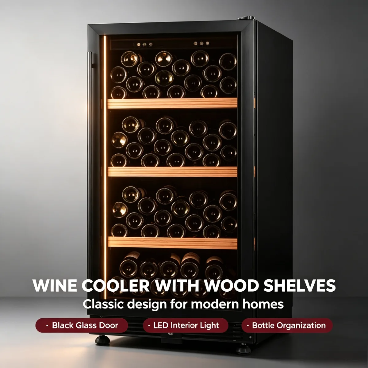 C-185L Direct Cooling Vertical Wine Refrigerator Adjustable Temp 5-20℃ Storage