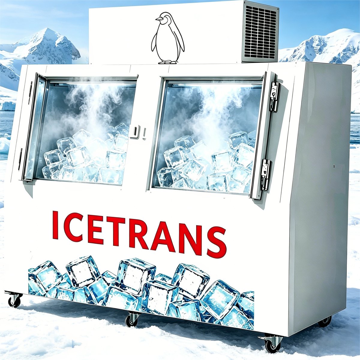 G-ICETRANS Double Solid Door Commercial Ice Storage Freezer