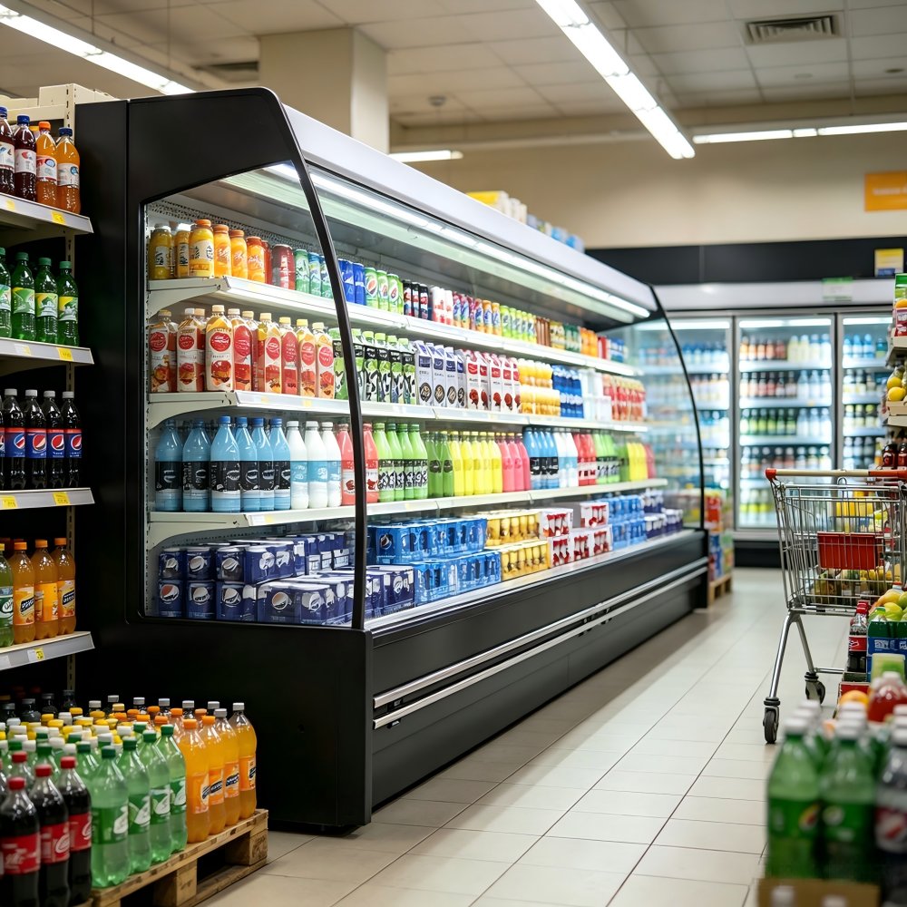 Tempered Glass Front Beverage Cooler Digital Thermostat Open Display Chiller for Fresh Dairy