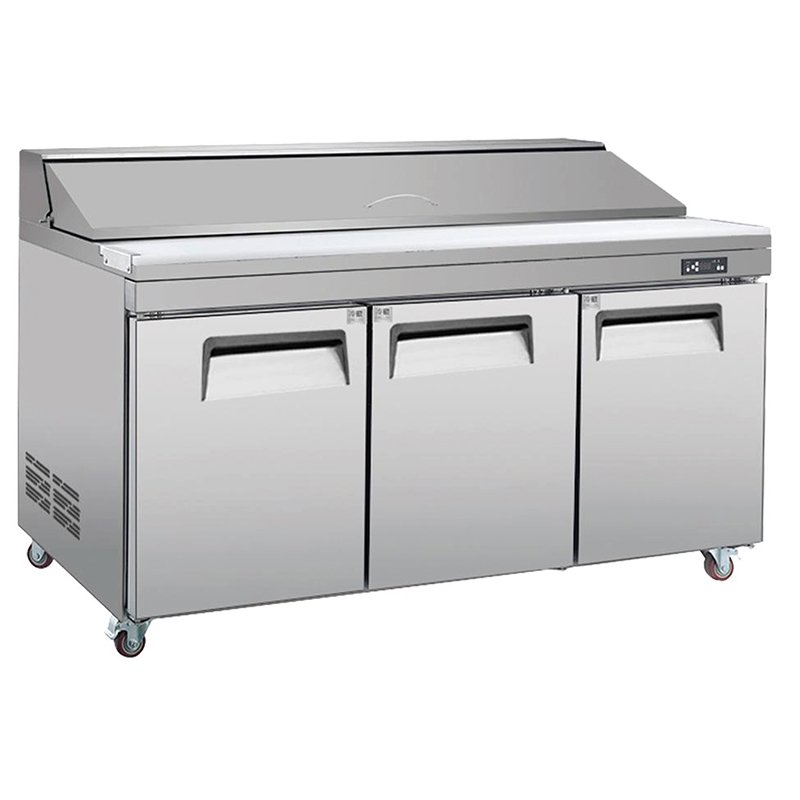 Commercial Saladette Stainless Steel Salad Bar Refrigerator Salad Prep Table Pizza Sandwich Under Counter Display Prep Chiller