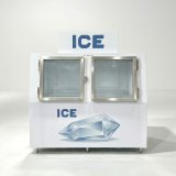 Outdoor Retail Weatherproof Ice Merchandiser with Wheels Commercial Ice Bin Freezer
