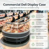Commercial Air Cooled Curved Glass Meat Deli Display Refrigerator Mobile Design for Local Food Market Retail Business