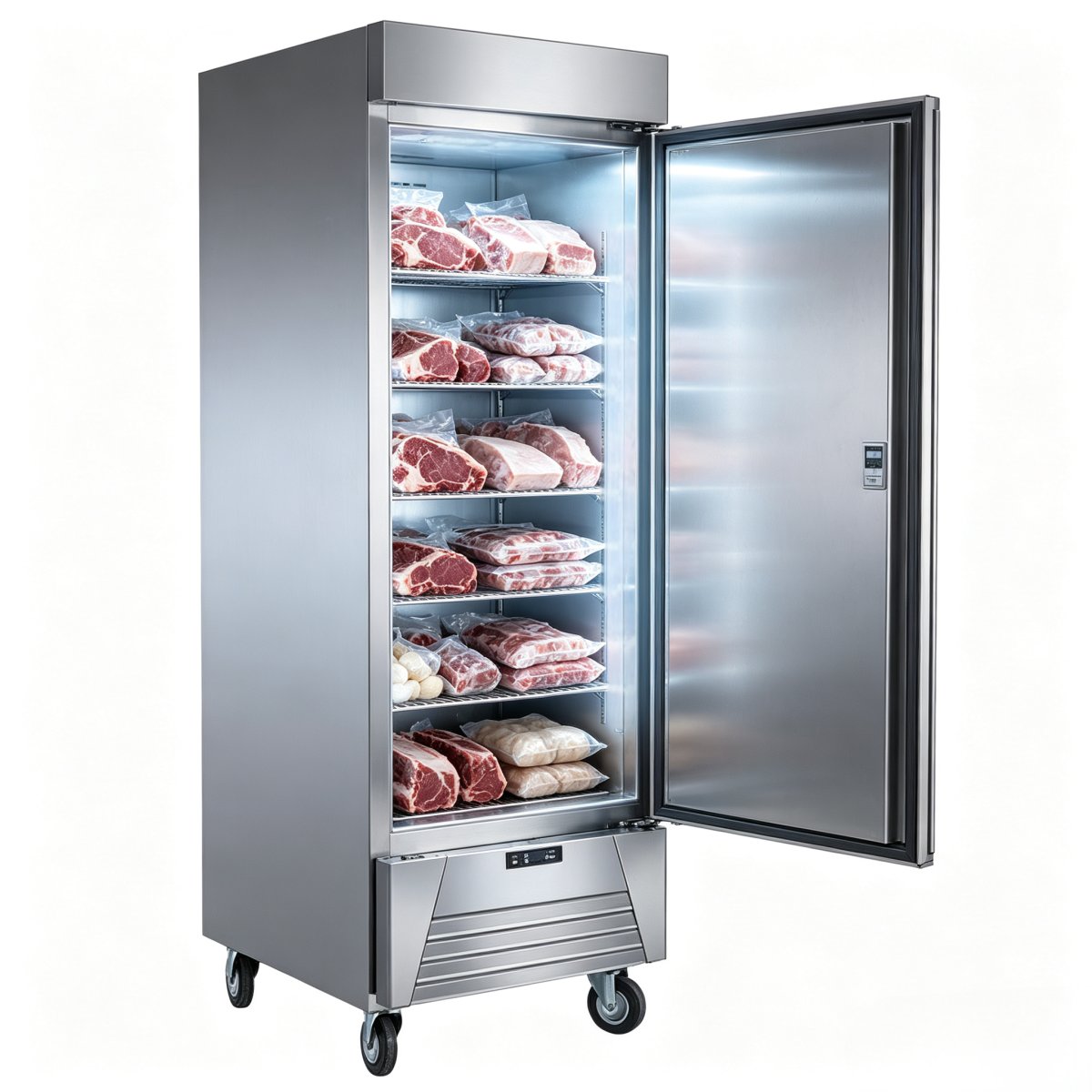 C-Commercial 600L Large Capacity Vertical Deep Freezer -20℃ ~-5℃ Upright Frozen Food Display Freezer