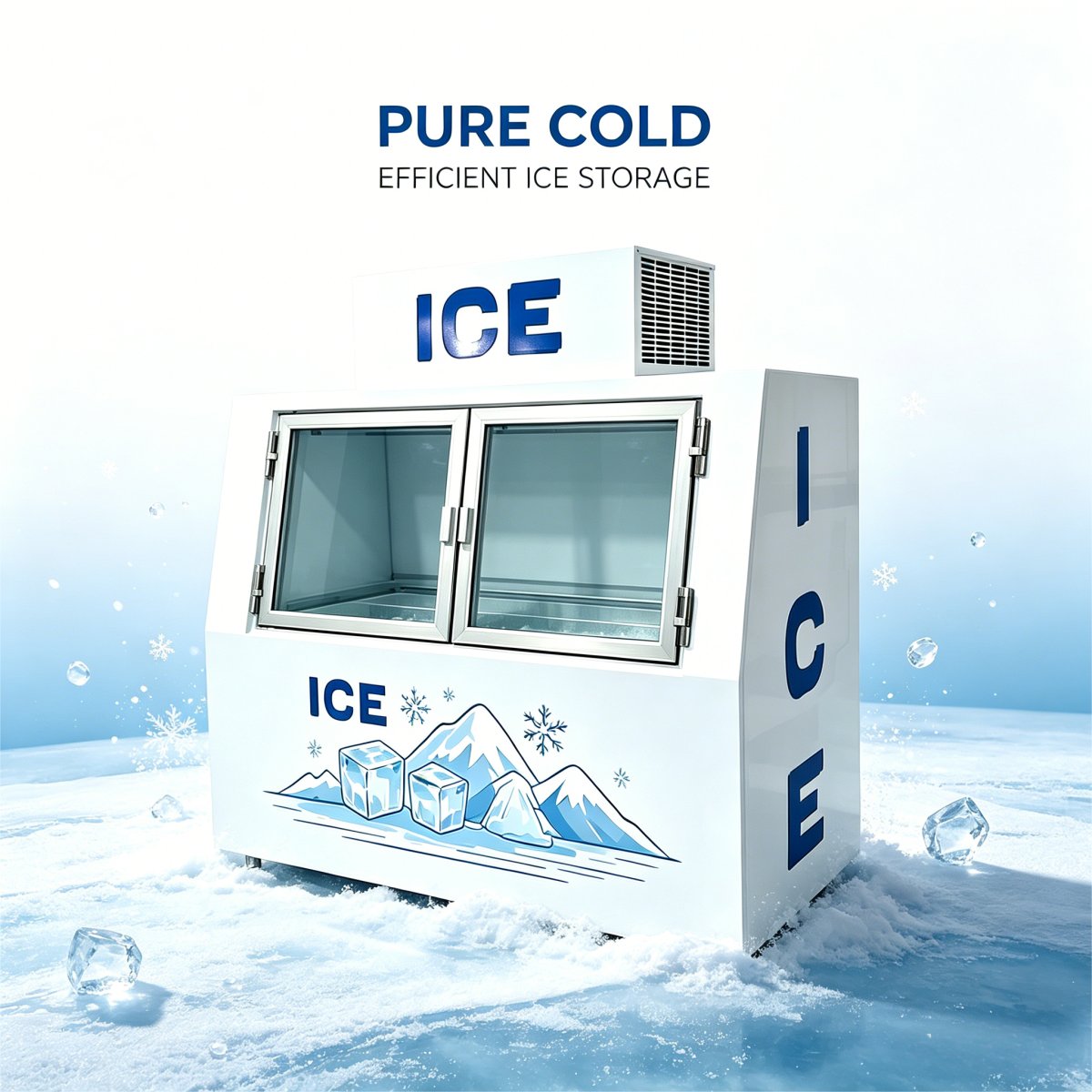 C-Movable Brake Casters Vertical Ice Storage Freezer Supermarket Cold Drink Shop Use