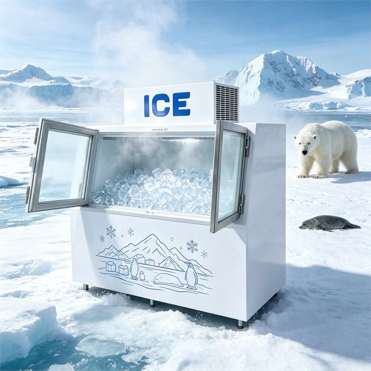 C-Embossed Aluminum Liner Double Door Ice Storage Freezer Fast Cooling Easy to Clean Interior
