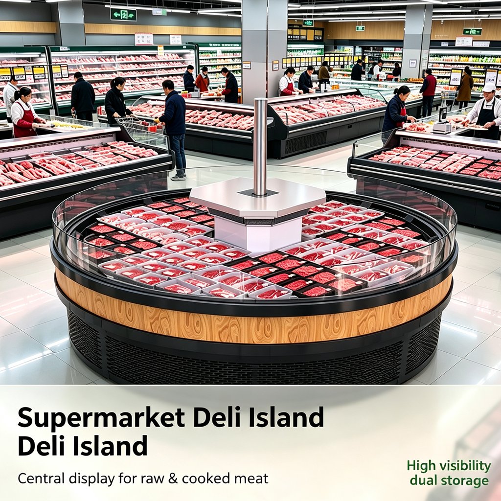 Commercial Meat Deli Cooler Dual Storage Refrigerated Cabinet for Butcher Shop Deli Retail