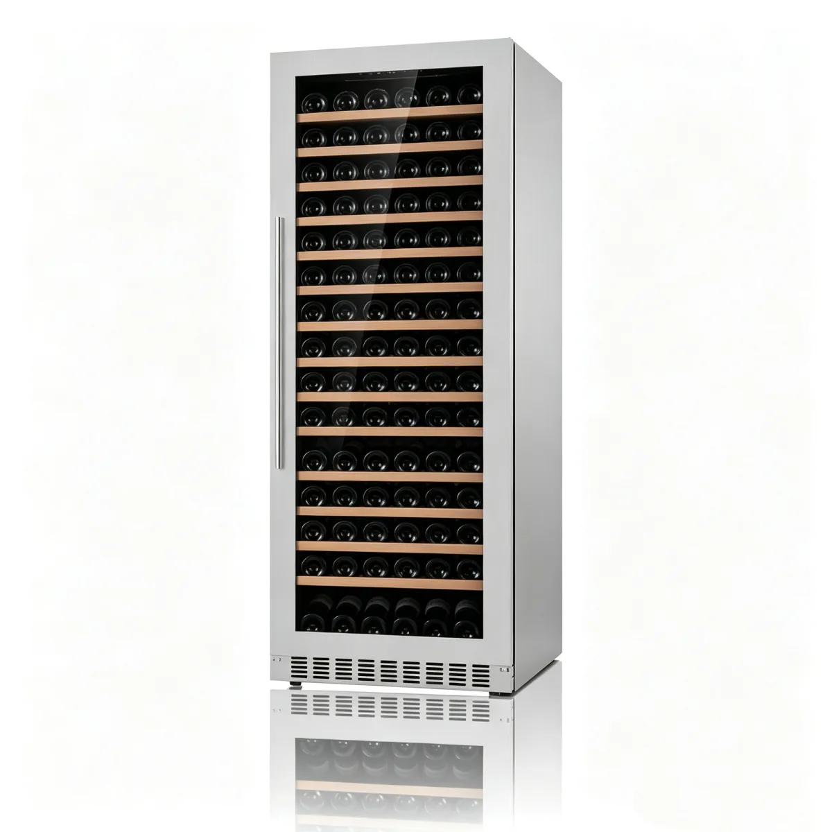L-Reversible Hinge Wine Fridge Stainless Steel Frame Undercounter Wine Cooler for Kitchen Renovation