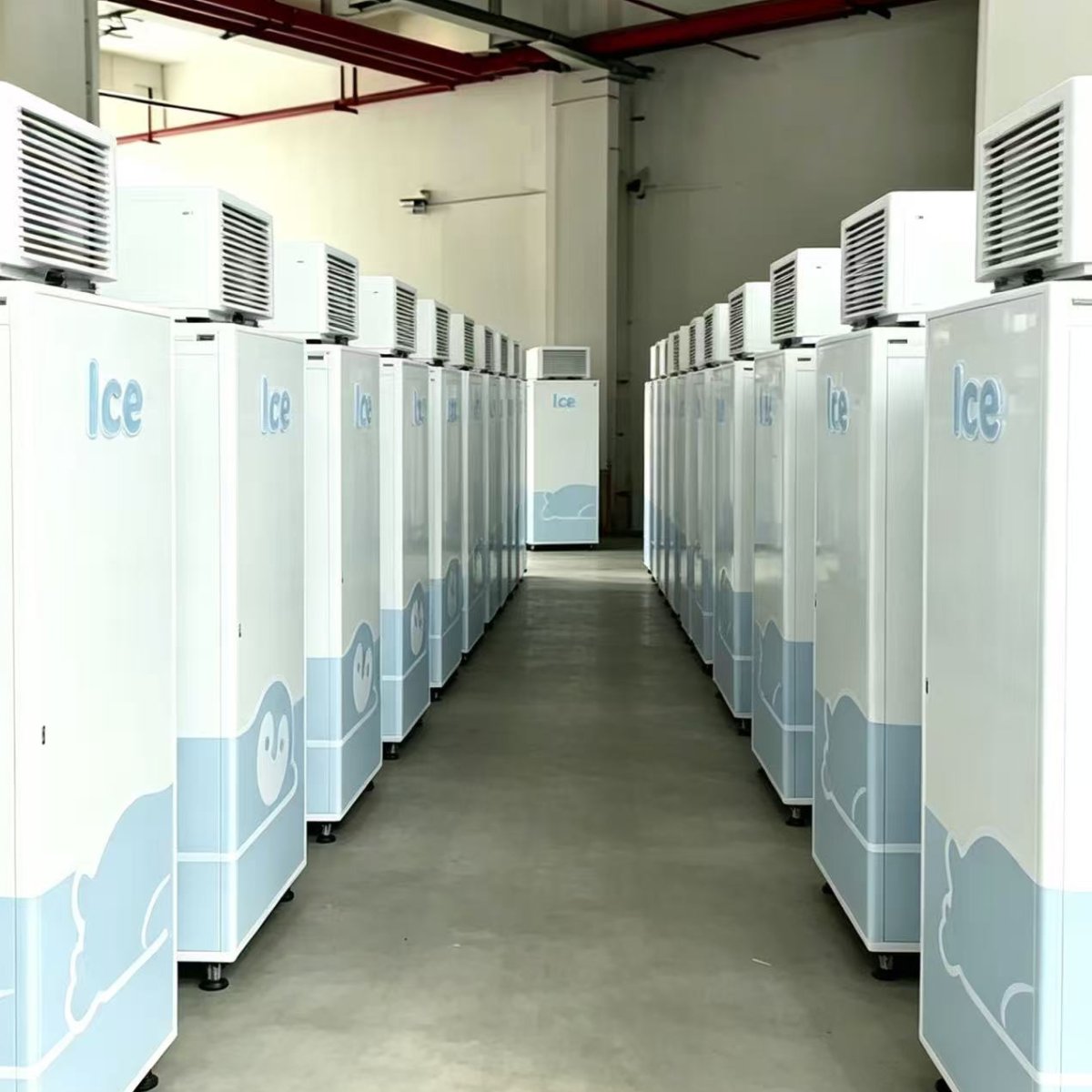 Custom Printed Vertical Ice Storage Freezer Single Solid Door Commercial Outdoor Ice Merchandiser for Convenience Shop