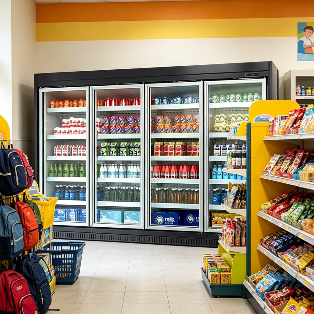 Tempered Glass Door Refrigerator Quick Cooling Upright Refrigerated Showcase for Supermarket Drink Area