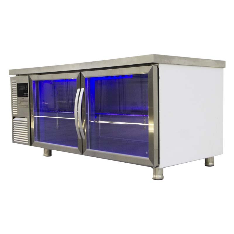Commercial Refrigeration Equipment Under Counter Fridge Transparent Glass Door Freezer Chest for Kitchen Restaurants Equipment