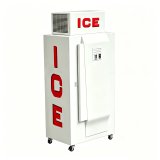 L-Single Solid Door Ice Merchandiser Freezer, Low Temperature Commercial Ice Storage Freezer with Brake Casters