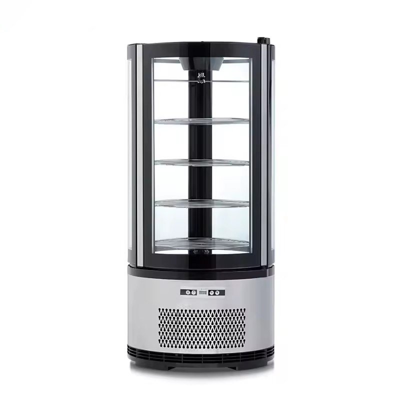 Vertical Refrigerated Display Fridge with Glass Door Multi-Tier Shelves Commercial Bakery Cake Showcase