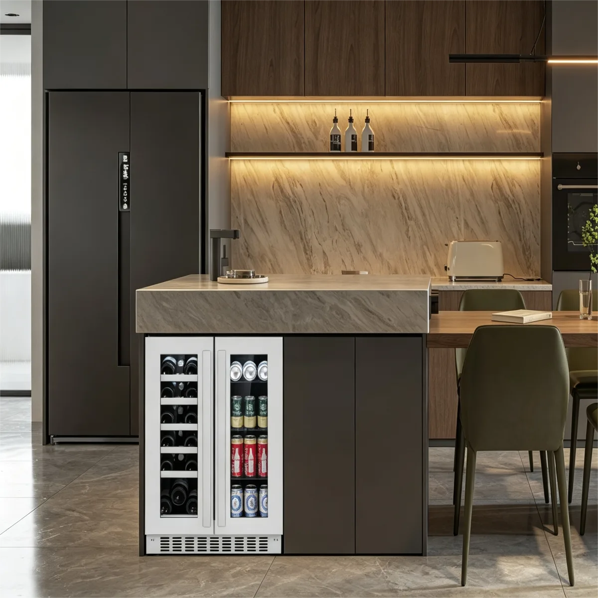 G-JC-115DR 115L Built-in Freestanding Dual Zone Wine & Beverage Cooler