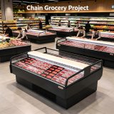 Anti Fog Slant Glass Slim Dual Layer Meat Display Fridge