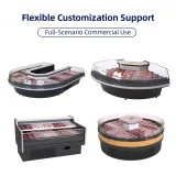 Energy Saving Circular Island Meat Display Chiller Air Curtain Insulation Constant Temperature Fresh Meat Cabinet