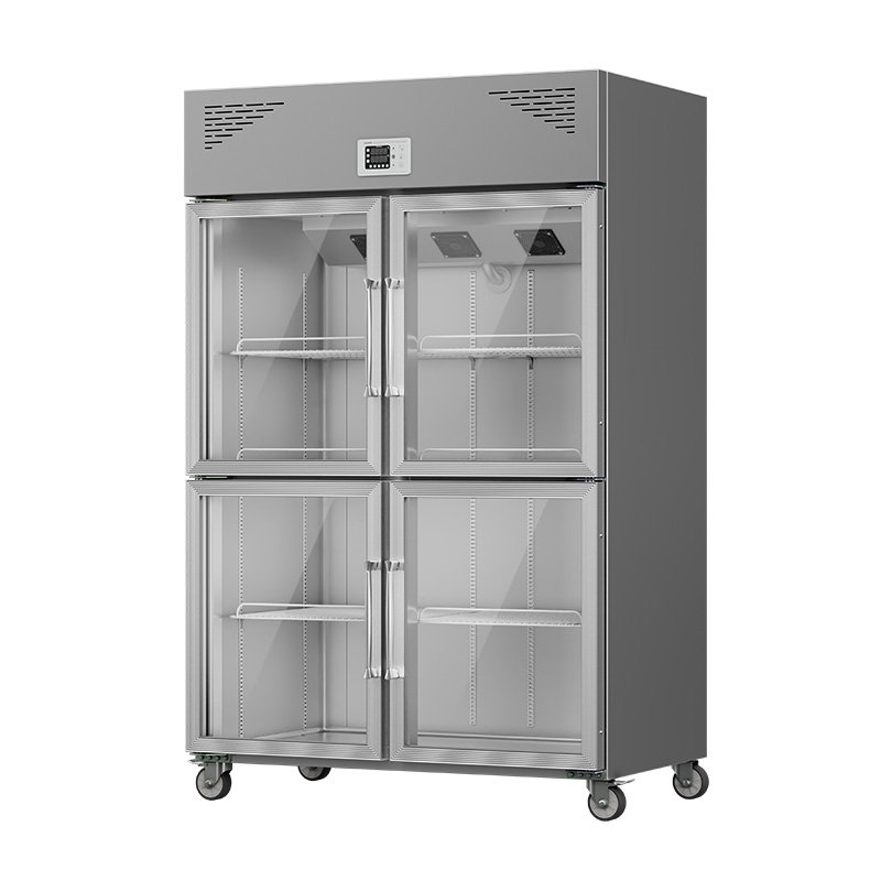 High End Kitchen Double Temperature Fridge Freezer Ss Steel Commercial Fridge Merchandiser