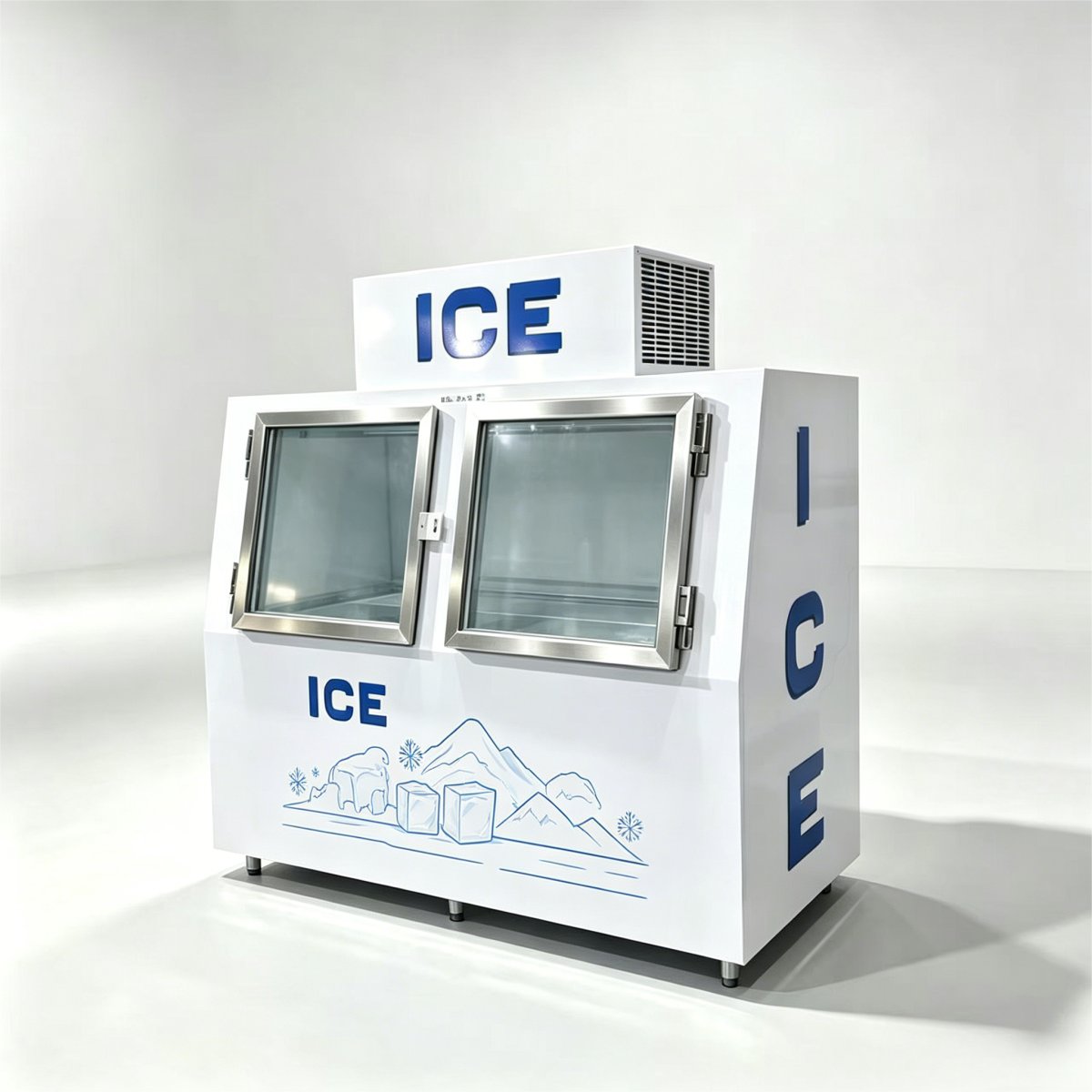 C-Embossed Aluminum Liner Double Door Ice Storage Freezer Fast Cooling Easy to Clean Interior