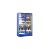 Double Glass Door Commercial Beverage Cooler, Upright Vertical Drink Display Refrigerator for Convenience Store Cafe Bar
