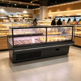 Large Capacity Flat Glass Refrigerated Deli Showcase LED Light Meat Cheese Salad Display Cooler