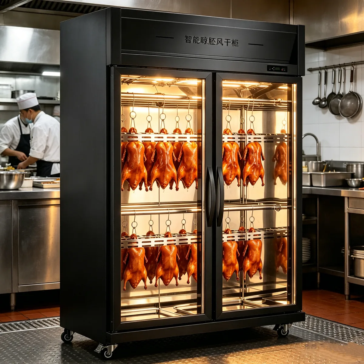 L- Double Glass Door Air Drying Showcase for Roast Duck Shop
