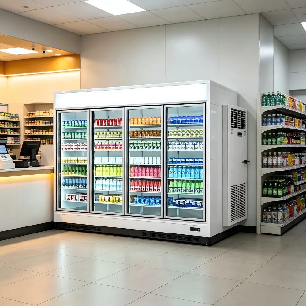 Multi-Door Commercial Display Refrigerator Large Capacity Back Stock Cooler for Supermarket Gas Station