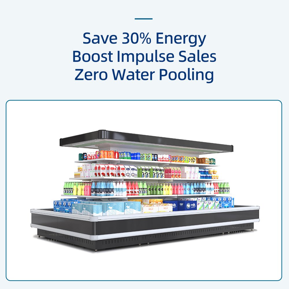 Eco Friendly R290 Display Cooler Digital Thermostat Island Display Chiller for Fresh Dairy Products
