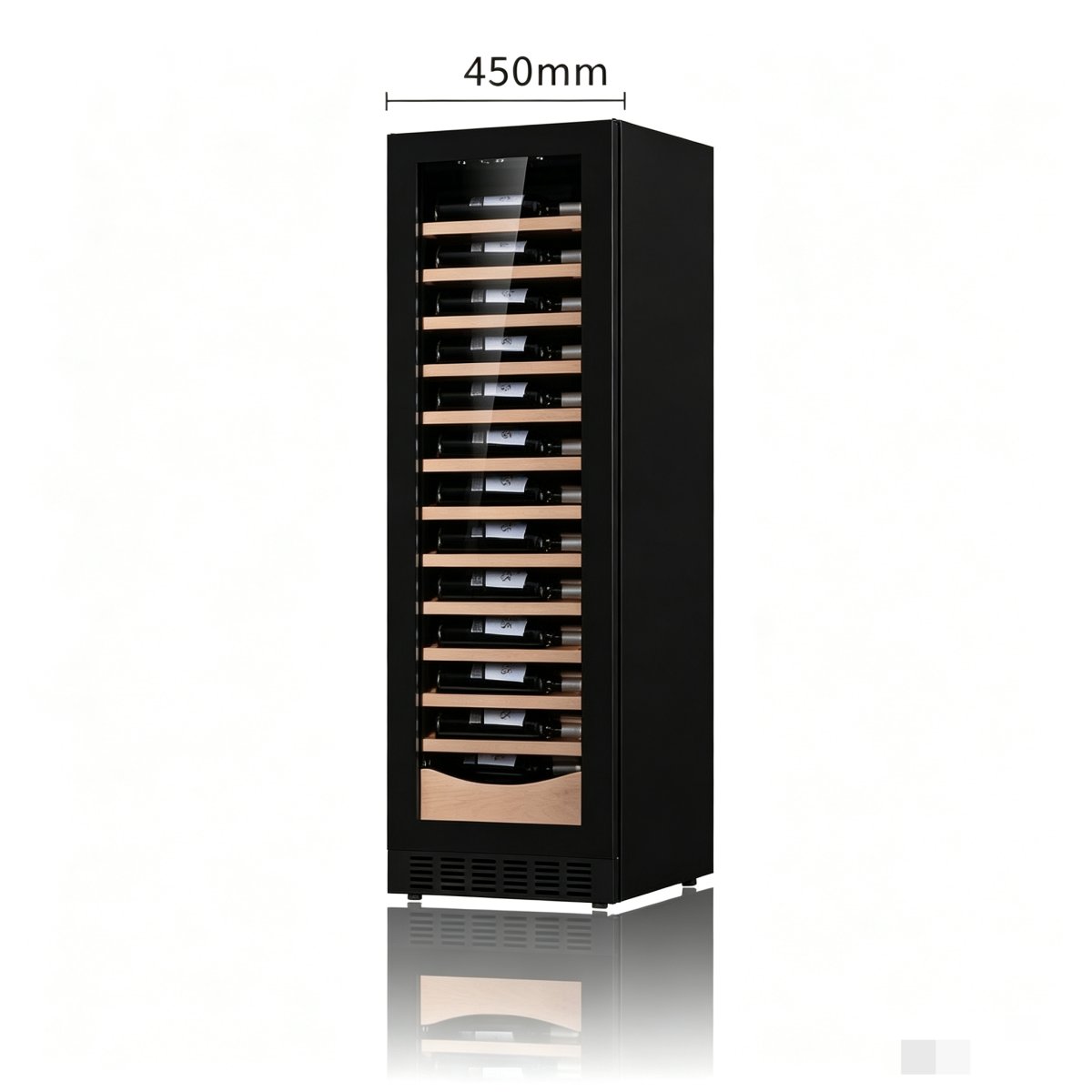 L- Detachable Beech Racks Wine Refrigerator Reversible Door UV-Free LED Narrow Built-in Wine Chiller