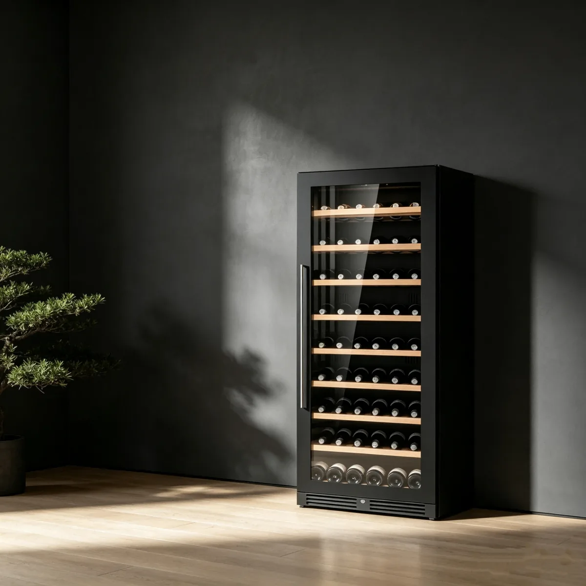 L- Soft UV-free LED Wine Chiller Even Air Circulation Narrow Single Door Constant Temp Wine Refrigerator