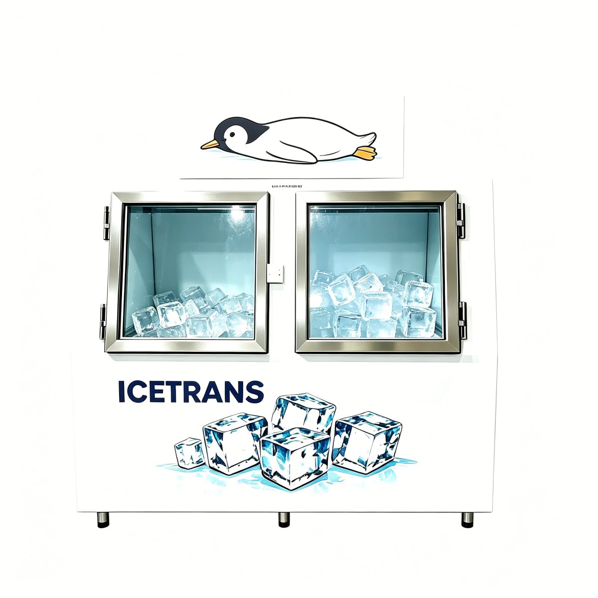 G-ICETRANS Double Glass Door Commercial Ice Storage Freezer With Top Condenser