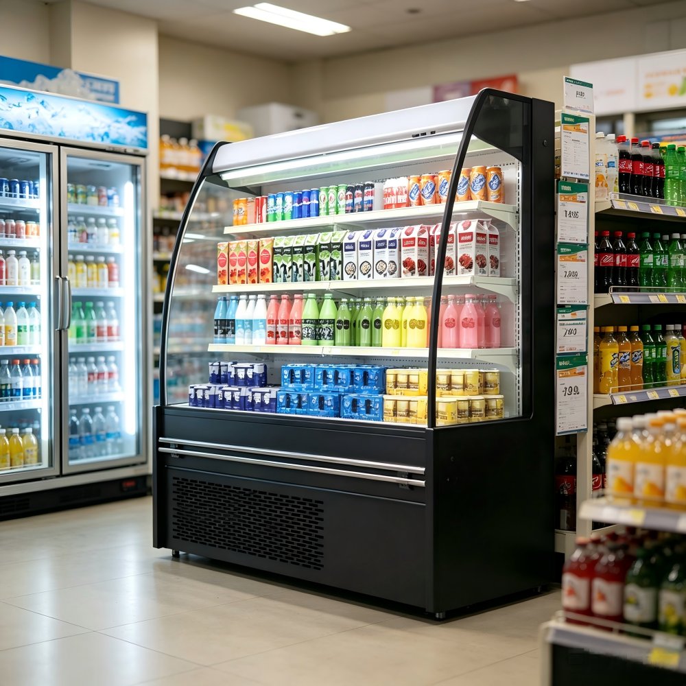 Low Noise Air Curtain Fridge Large Capacity Multideck Open Chiller for Fresh Dairy Products