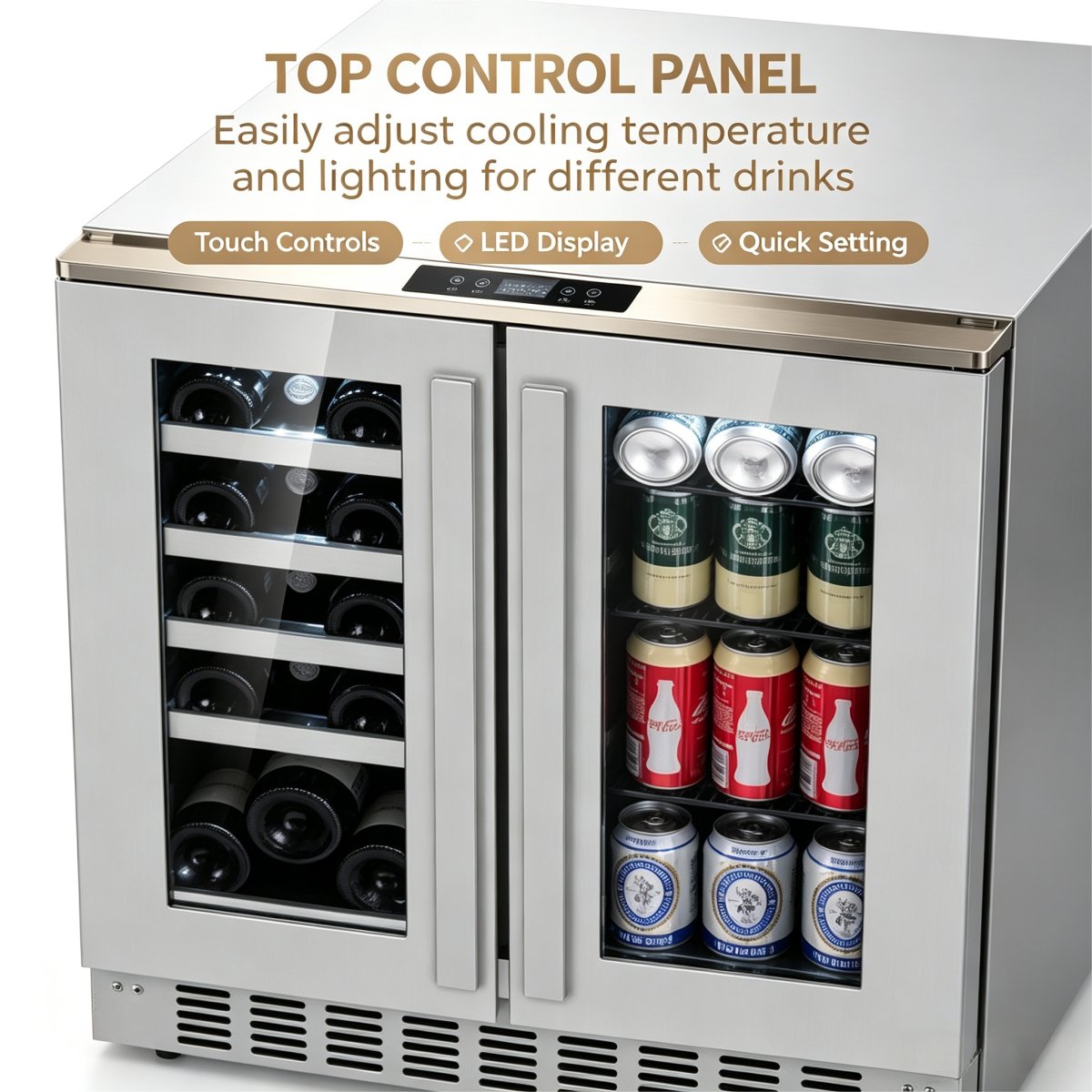 C-115L Double Door Mini Beer Cooler Glass Door Beverage Display Refrigerator