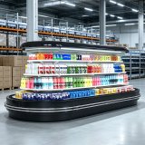 Plug-in Type Open Merchandiser Cooler Low Noise Oval Island Chiller for Convenience Store