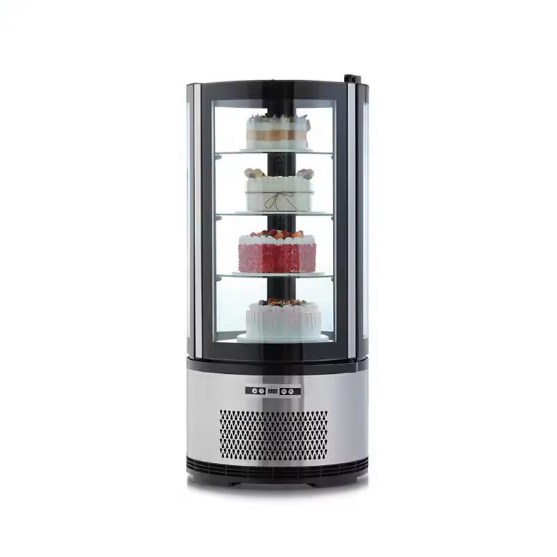 Cylindrical Vertical Glass Door Refrigerated Display Cabinet Commercial Cake Display Showcase