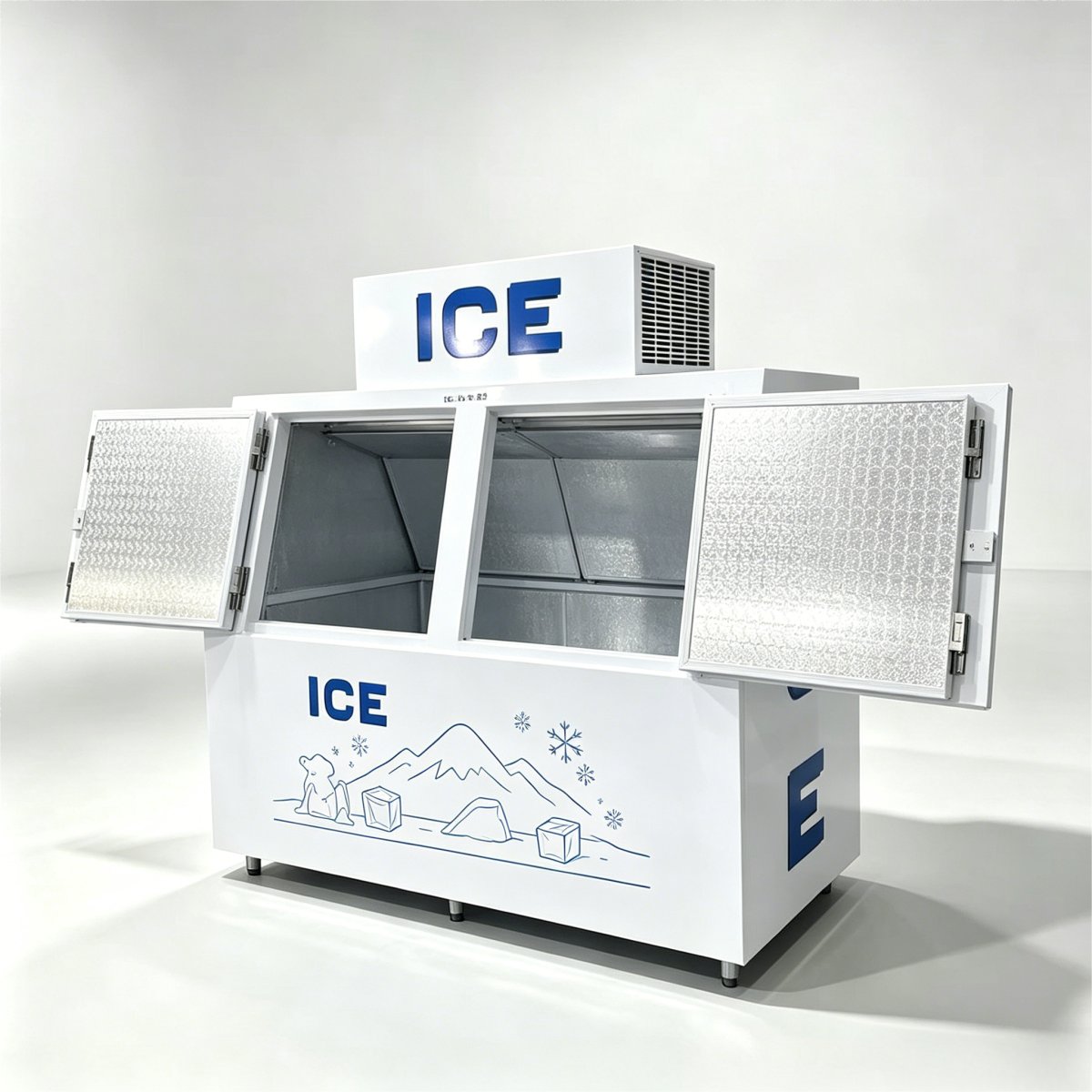 C-Commercial Double Door Ice Storage Freezer Anti-Frost Uniform Cooling Ice Holding Cabinet for Ice Retail