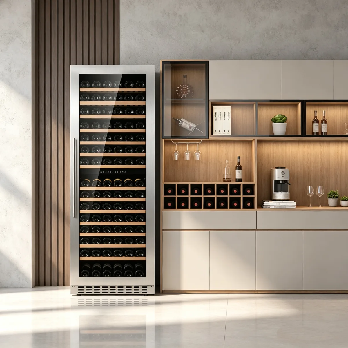 L-Hotel Mini Bar Wine Refrigerator Slim Vertical Built -in Wine Fridge With Detachable Wooden Racks