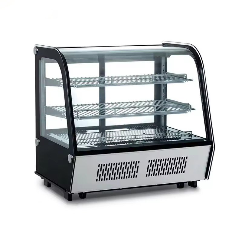 Curved Glass Door Refrigerated Cake Display Showcase Commercial Bakery Fridge