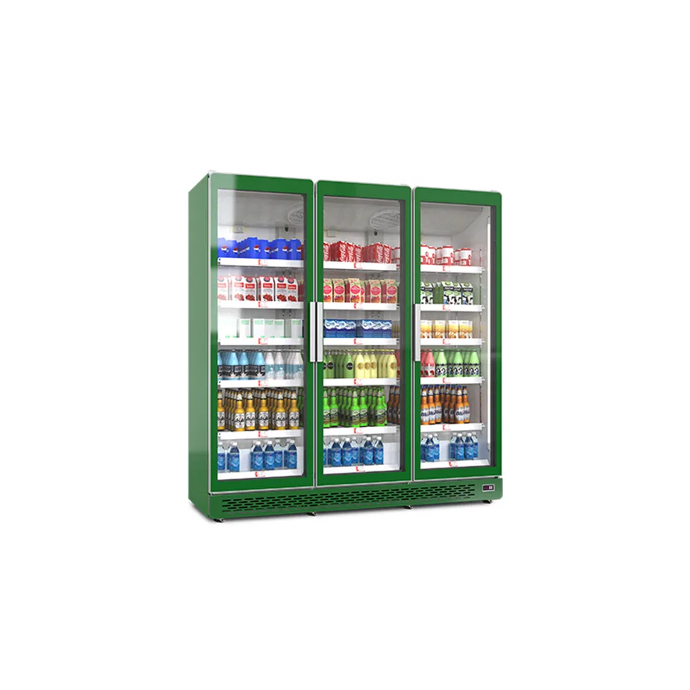 Anti-Fog Glass Three Door Commercial Beer & Soda Showcase Fridge