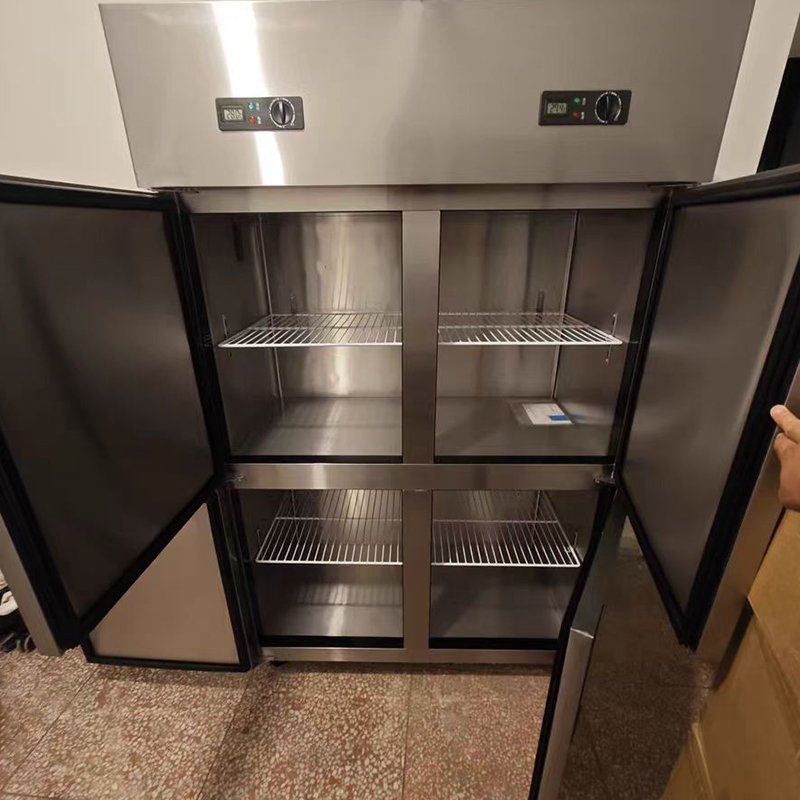 Restaurant Kitchen Stainless Steel Fan Cooling Fridge 2 Big Doors Kitchen Freezer Air Cooling Ventilated Commercial Refrigerator