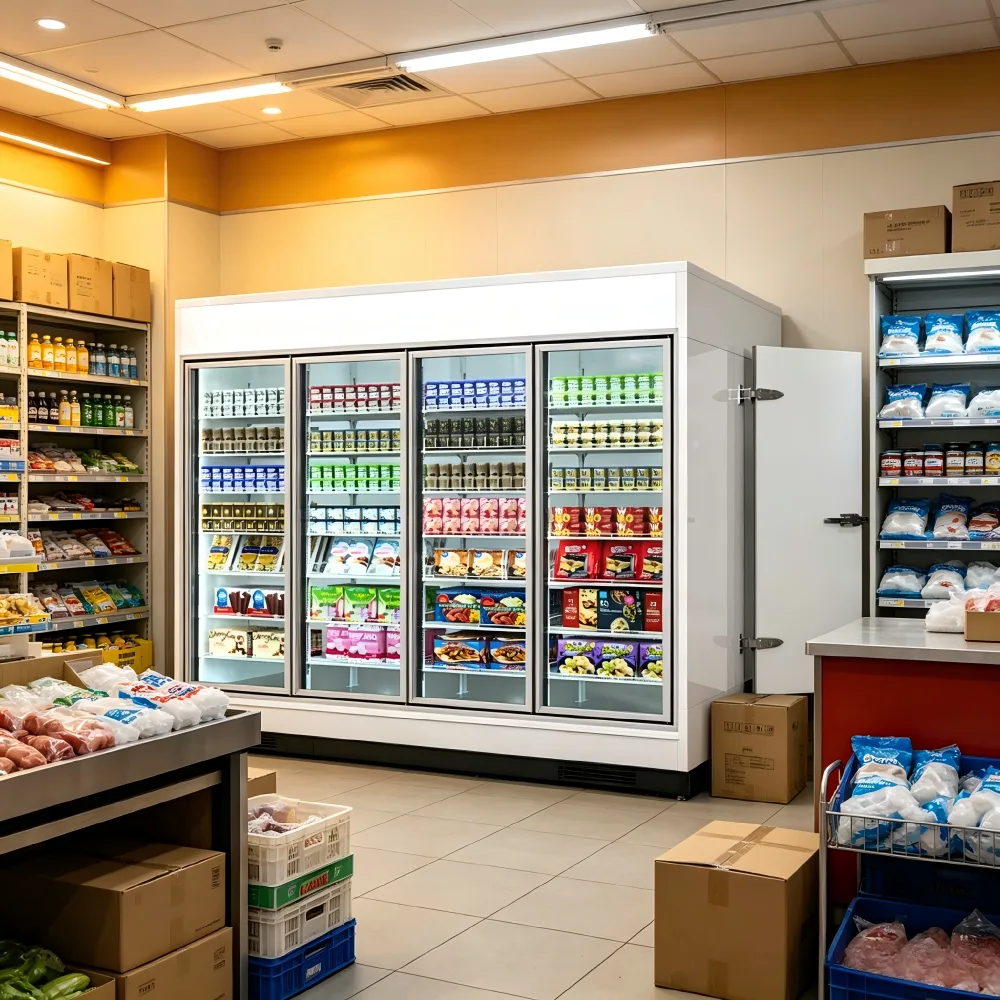 OEM ODM Retail Store Walk-in Display Refrigeration Combo Custom Rear Access Cooler Freezer