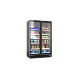 Full Air Cooling Commercial Double Door Beverage Refrigerator with LED Light