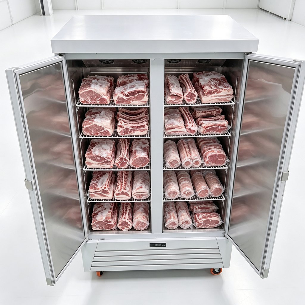 Dual Temperature Double Door Upright Commercial Freezer Stainless Steel Chiller