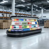 Food Grade Commercial Cooler Auto Defrost Oval Island Chiller for Fresh Food Merchandising