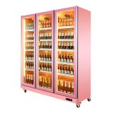 Beer Display 3 Door Commercial Refrigerator pink bar Freezer Glass Door